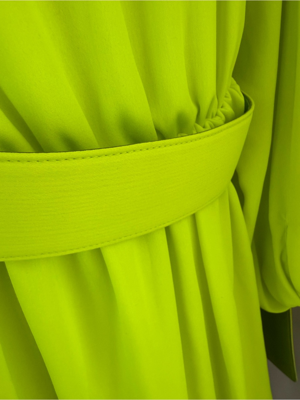 OFF-WHITE Vibrant Neon Green Wrap Dress with Belt - Picture 6 of 15